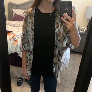 Brown and Black floral kimono